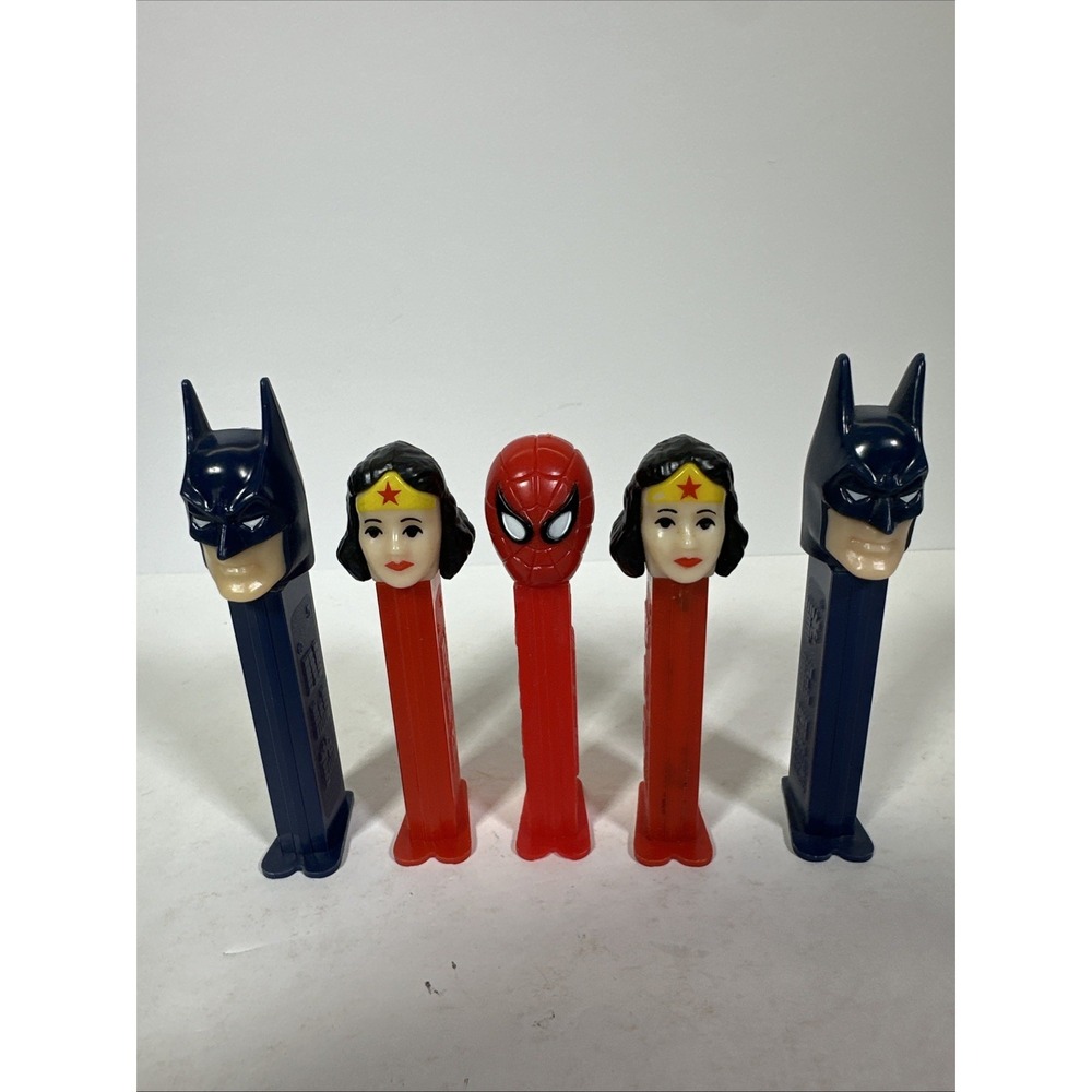 VINTAGE PEZ DISPENSERS LOT OF 5 MARVEL DC E.T